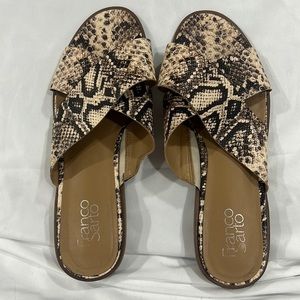 Franco Sarto cross band snake skin sandal